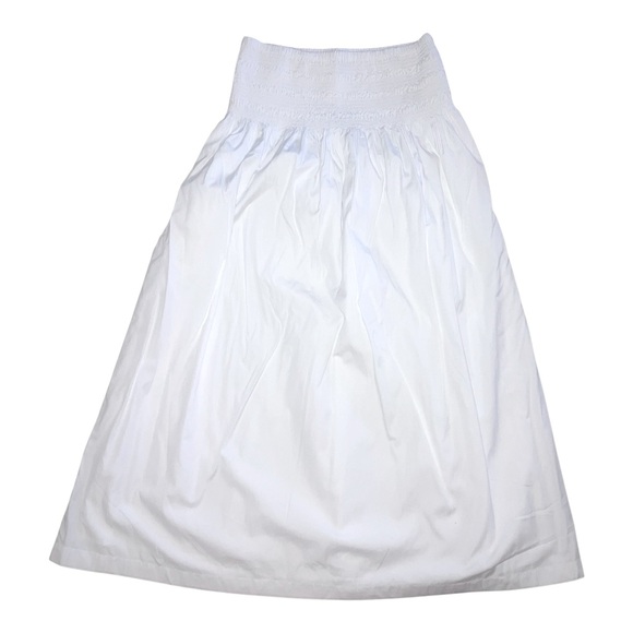 Madewell Womens White Smocked-Waist Poplin Midi Skirt - Picture 4 of 8